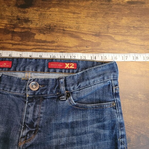 Express X2 Jeans 8 L Eva Full Leg Flare Low Rise Medium Wash Stretch Y2K - Picture 7 of 12